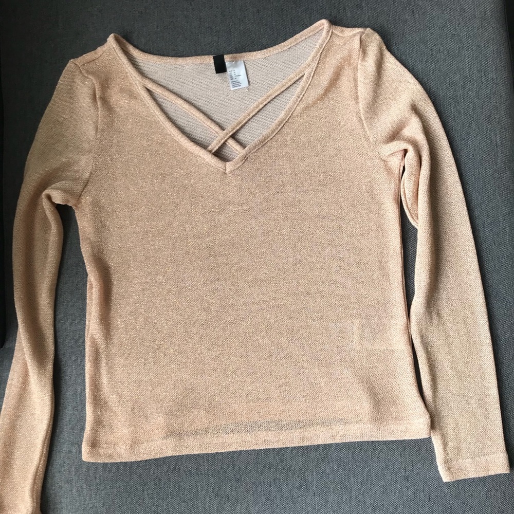 H&M Pink Peach Champagne Criss Cross Strappy Top